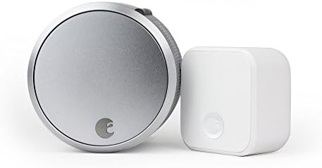 August Home Smart Lock Pro + Connect Hub - Wi-Fi Smart Lock for Keyless Entry - Works with Alexa, Google Assistant, and more – Silver
