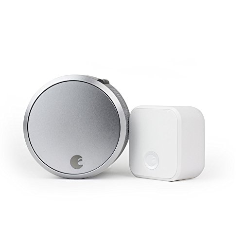 August Home Smart Lock Pro + Connect Hub - Wi-Fi Smart Lock for Keyless Entry - Works with Alexa, Google Assistant, and more – Silver