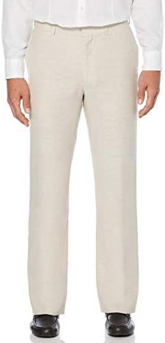 Cubavera mens Flat Front Linen Blend Dress (Waist Size 30 - 54 Big & Tall) Casual Pants, Khaki, 36W x 30L US