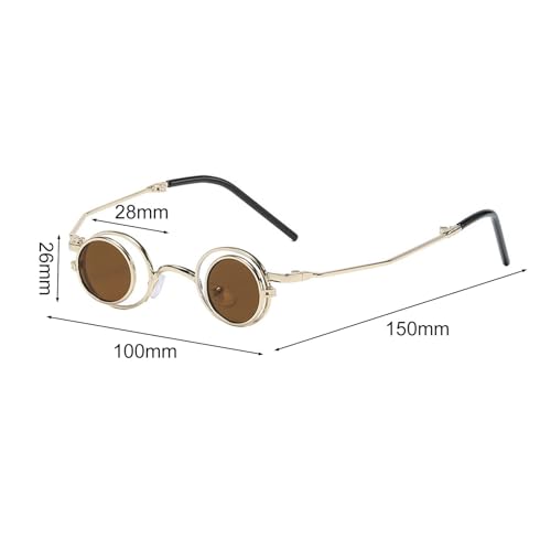 Flip Up Sunglasses Punk Polarized Sunglasses 70s Circle Small Sun Glasses Retro Metal Frame Shades2