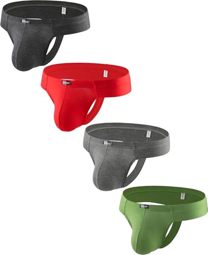 iKingsky Men's Modal Cheeky Thongs Sexy Mini Cheek Underwear Silky Low Rise Bulge Underpanty for Men