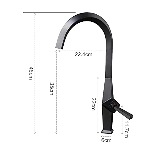 Mitigeur de cuisine à arc élevé noir mat en laiton durable