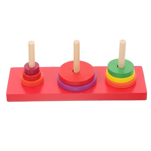 FELTECHELECTR Juego de Torre de Anillos de Madera Multicolor, Juguete Educativo para Pequeños, Apilable, Desarrollo de Coordinación Mano-Ojo y Reconocimiento de Colores y Tamaños, Adecuado