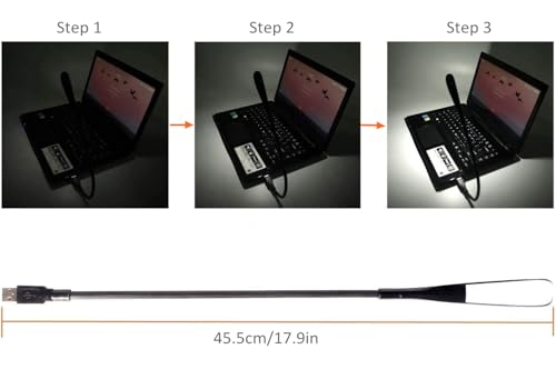 Dimmable USB Lamp, Flexible Keyboard Light, Mini USB Light for Laptop (14-LED-Bead, 3-Level Adjustable Brightness, On/Off Touch Switch, Black)