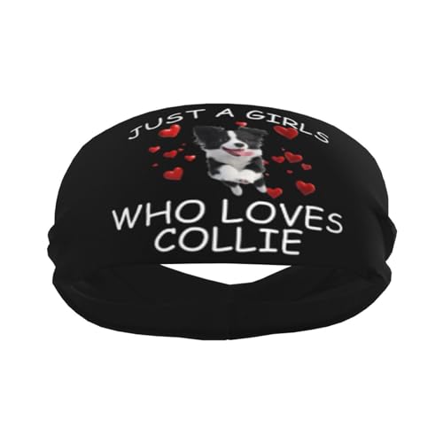 Just A Girls Who Loves Border Collie Dog Adjustable Sports Headband Moisture Wicking Sweatband for Running Workout2