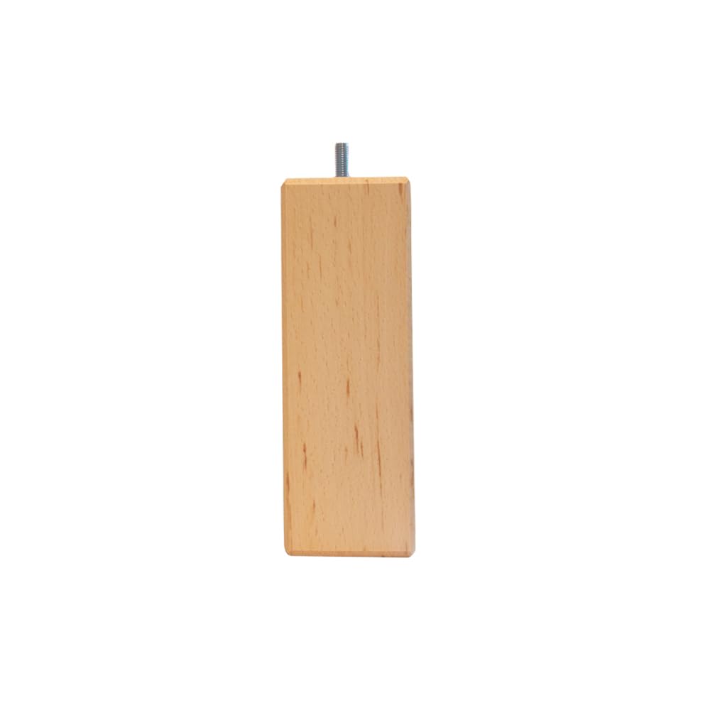 BELLECOUR Lot de 4 Pieds de Lit en Bois Certifié PEFC et Made in France Literie | Couleur Bois Naturel | Design Carré | Hauteur 20 cm | Tige Filetée Standard 8 mm | Compatible majorité des sommiers