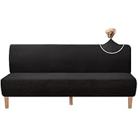 Granbest Hohe Dehnung Futonbezug Super Weiche Armlose Sofabezug für Hunde Haustiere Katzen rutschfeste Futonbezug ohne Armlehne für Wohnzimmer Möbel Schutz (Futon, Schwarz)