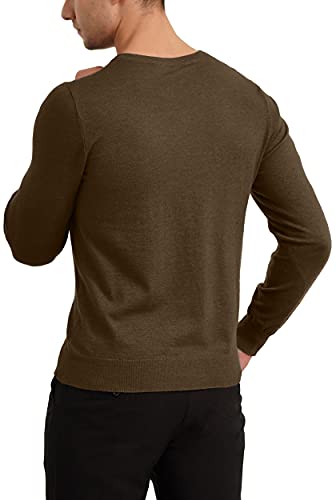 Ytd Men's Casual Slim Fit V-Neck Pullover Long Sleeve Knitted Pullover Sweaters M Brown #TOP4