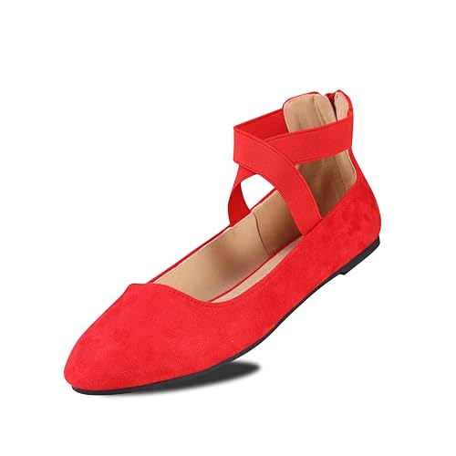 Image of EMMA NEW YORK Ankle Strap Flats for Women, Women Flat Ballerina Shoes, Women's Ballet Flats with Strap