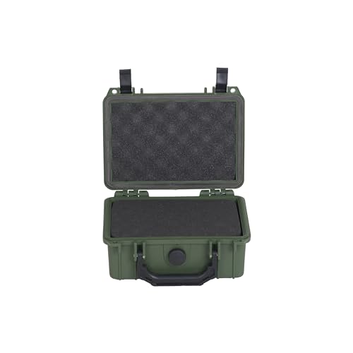 Image of MEIJIA IP67 waterproof hard compact case,Customizable Fit Foam,8.12 inchx6.56 inchx 3.56 inch,Fit Use of Drones, Cameras,Equipments,lens (Green)