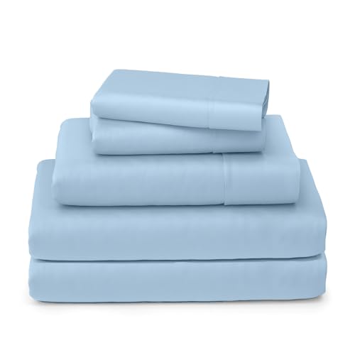 100% Cotton Split King Sheets - 400 Thread Count Sateen Weave, 5 Piece Split King Sheets Sets for Adjustable Bed with 15