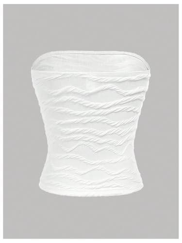 OYOANGLE Girl's Textured Strapless Tube Top Knitted Slim Fit Bandeau Tank Tops2