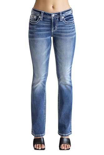 Miss Me Women's Aztec Wings Faux Flap Pocket Mid-Rise Bootcut Jeans2