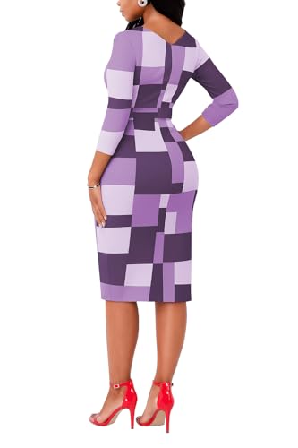 Bodycon Midi Dress for Women Church 3/4 Sleeve Work Dresses Elegant 20252