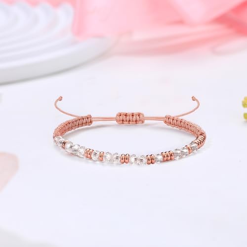 Btysun Morse Code Bracelets for Women Christmas Gift Stocking Stuffers for Teens Pink Braided Bracelets Inspirational Best Friend Birthday Gifts for Her High School Graduation Gifts for Her 2025 Mom Bracelet Jewelry