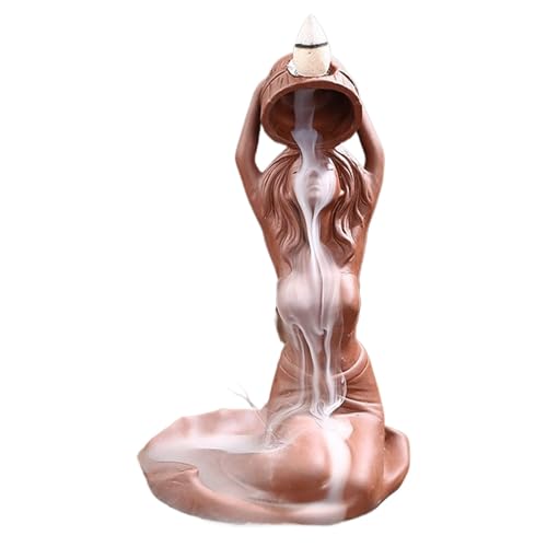 Bruciatore a cono di incenso a riflusso, porta incenso a cascata - Bruciatore di incenso per donne al bagno - Ornamento per aromaterapia, statua in resina per l'arredamento della sala lettura yoga dom