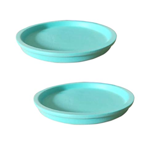 Image of Lasaki Round Ceramic Trays (Plates Saucers) for Pots, planters, Flower, Succulent(Set of 2,Aqua,4 inch) R4(Plants not Included)