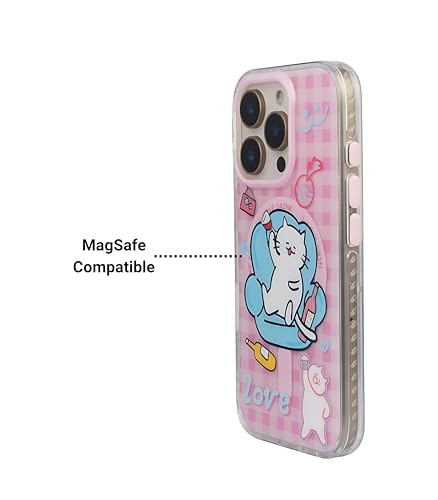 Image of Couch Queen Series Case for iPhone 16 Pro Max Compatible with Wireless Charging | Fun Lazy Cat Cartoon Design with Glossy Finish | Slim Shockproof Protective Back Cover | Couch Queen Edition