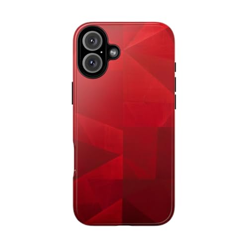 Coque résistante brillante pour iPhone 16 Plus au design géométrique rouge