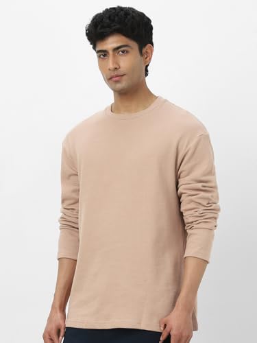 Image of Urbano Fashion Men's Textured Round Neck Oversized Full Sleeve Cotton T-Shirt