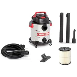 CRAFTSMAN CMXEVBE17155 10 Gallon 6.0 Peak HP Stainless Steel Wet Dry Vac | Portable Shop Vacuum Wet and Dry with Filter, Hose and Attachments for Home and Garage Use