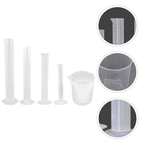 Material de laboratorio con cilindro medidor y vaso graduado transparente 6