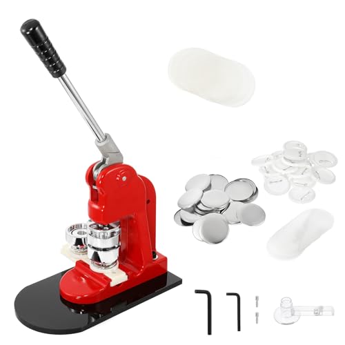 BEAMNOVA 44mm Button Maker Machine + 1000 Sets of Button Supplies + 100 Pcs of Plastic Films