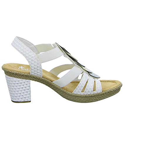 Rieker Sandalo da Donna 66514-80 Bianco-Argento