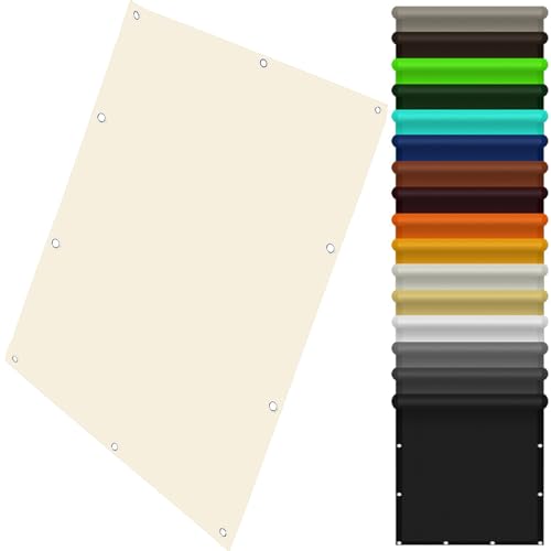 Sonnensegel inkl Befestigungsseile 150 x 280 cm Seitenmarkise Schattierungsnetz UV Schutz Hitzeschutz mit Ösen Und Befestigungsseile für Terrasse, Outdoor-Aktivitäten, cremefarben