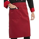 Plus Nao(プラスナオ) エプロン メンズ レディース シェフエプロン カフェエプロン ソムリエエプロン 前掛け カフェ シェフ キッチン 厨房 - ワイン×ブラック【68cm×68cm】