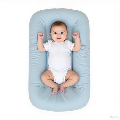 Baby Lounger for Infants Babies 0-24 Months, Bionic Organic Lounger, Soft Cotton Breathable Infant Floor Seats & Loungers for Newborn Baby Shower Gifts (Blue)