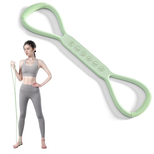 PROIRON Figure 8 Resistance Bands with Handles Exercise Band 35LB Stretch Bands for Yoga arm Chest and Shoulder Stretch Resistance Band for Women- Green