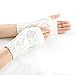 Women's Ribbed Wrist Arm Warmers Stretchy Cable Knitted Fingerless Gloves Solid Color Casual Fashion Warm Gloves White