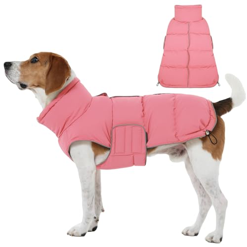 FUAMEY Dog Puffer Jacket for Medium Dogs,Dog Cold Weather Coats Winter Dogs Down Jackets Waterproof Pet Snowsuits Warm Puppy Winter Vest Turtleneck Pe