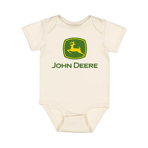 John Deere Infant Bodysuit, Girl Boy Unisex (18M, Ivory)
