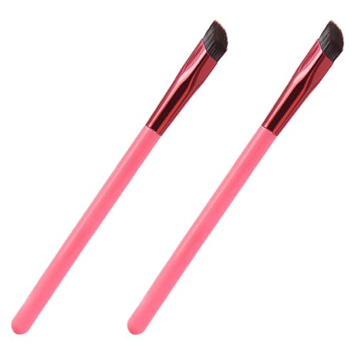 FOYTOKI Kit 2 Brochas para Cejas en Ángulo, Pinceles Cosméticos Marrón Mango de Plástico Grande, Brochas para Maquillaje y Corrector, Ideales para Uso Profesional y Viaje