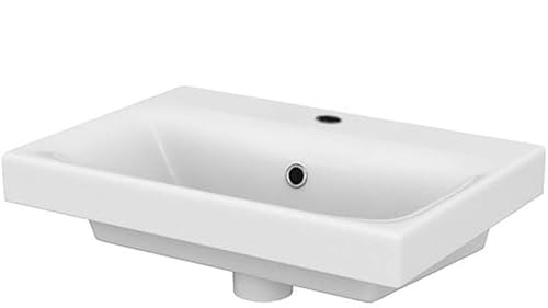 VBChome Kollektion Moduo slim 50 cm x 35 cm Waschtisch für Unterschrank Einbau Waschbecken mit Überlauf Weiß Keramik Waschtisch Handwaschbecken Einbau -Waschschale FÜR BADEZIMMER