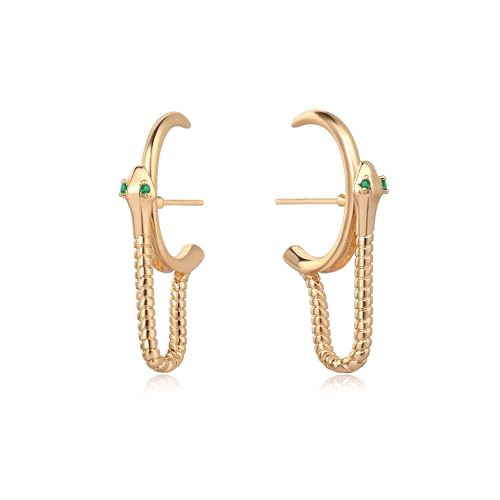 FETTERO Gold Stud Earrings for Women, 14K Gold Plated Hypoallergenic Earrings, Dainty Animal Snake Earring | Cartilage Piercing Jewelry | Gold Earrings for Women