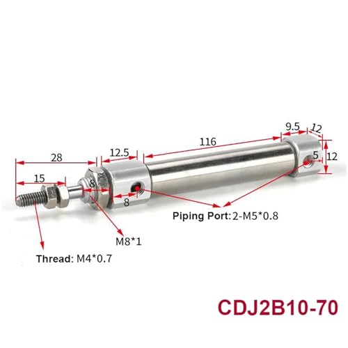 Vérin pneumatique CDJ2B10-70 mini à double action avec course de 70mm - 3