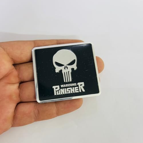 Image of Emblems for Car & Bike Metal Lo.go and Grill Me.tal Lo.go, Auto Accessories for Car Emblem 3D Badge Auto Racing Sport Sticker Grand Tourer Decal. (Chrome Black Square Punisher Slim Logo.)