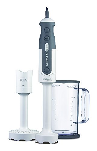 Kenwood Triblade System Hand Blender, Mixer with Anti-splash, Masher Attachment and 0.75 Litre BPA-free Plastic Beaker, HDP300WH, White