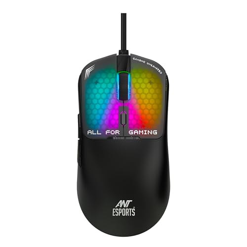 Ant Esports Virtus100 Wired RGB Gaming Mouse | Light Weight |6D Durable Buttons | High Performance Up to 12800 DPI 1000Hz Polling Rate | AI Sensor | 20M Click | Software Support Esports Mouse_ Black