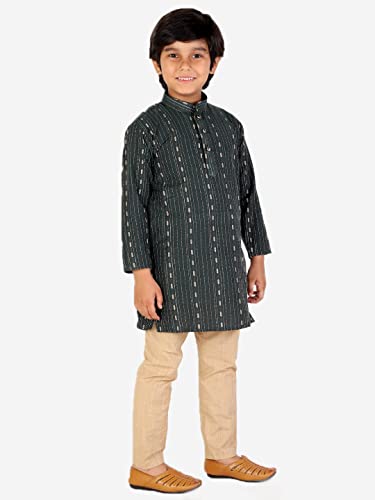 Image of Pro-Ethic Style Developer Boys Cotton Floral Ethnic Wear Kurta & Contrast Pajama Set (152)
