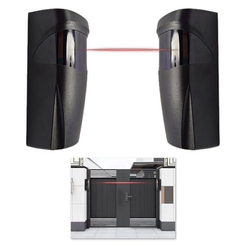 Infrared Beam Sensor, Infrared Barrier Alarm Photocells, Universal for Outdoor Gates 12V/24V AC/DC Compatible 90° Adjustable Long Range Detection Suitable for Garage Automatic Doors Easy Installation