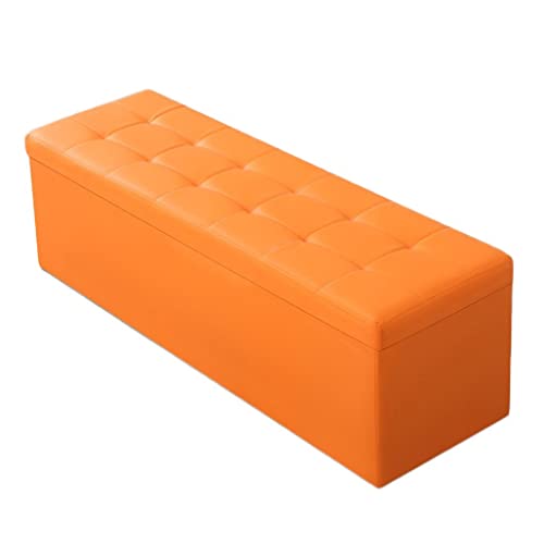 IBOWZ Puff Almacenaje, Reposapiés Plegable de Cuero, puf otomano, reposapiés con Almacenamiento, Taburete reposapiés Rectangular para
