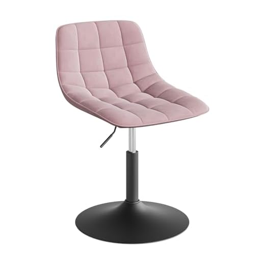WOLTU 1 X Verstellbarer Sitzhocker Stuhl Arbeitshocker Bürohocker Esszimmerstuhl Schminkhocker Kommerzieller Shop Mehrzweck 360° Schwenken SamtRosa Sitz 38-49.5cm Hoch