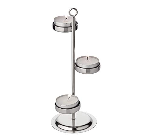 EDZARD Porte-Bougie/Bougie Chauffe-Plat Denver, en Acier Inoxydable nickelé, Hauteur 21 cm, Convient aux lanternes