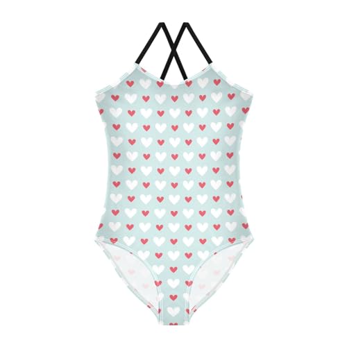 Retro Abstract Heart Girl's Swimsuit 1-Piecing Toddler Girl Swim Suit Bathing Suits for Girls Girls'