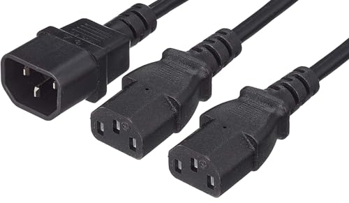 Câble C13 vers C14 double de 1m80 noir pour alimenter deux appareils