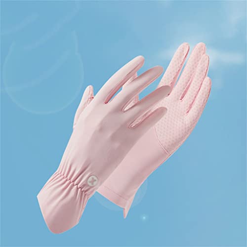 Eisseide-Handschuhe für Damen, dünn, Sommer, draußen, kühles Gefühl, bloßer Finger, Fahren, Reiten, Touchscreen (Color : D, Size : One Size)
